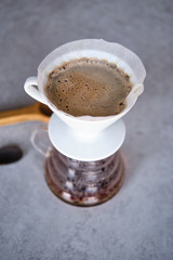 Making pour-over coffee with a hario V60 dripper