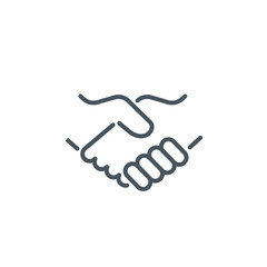 don't shake hands single line icon isolated on white. Perfect outline symbol Prevention direct contact with infection Coronavirus Covid 19 banner. warning element avoid handshake with editable Stroke
