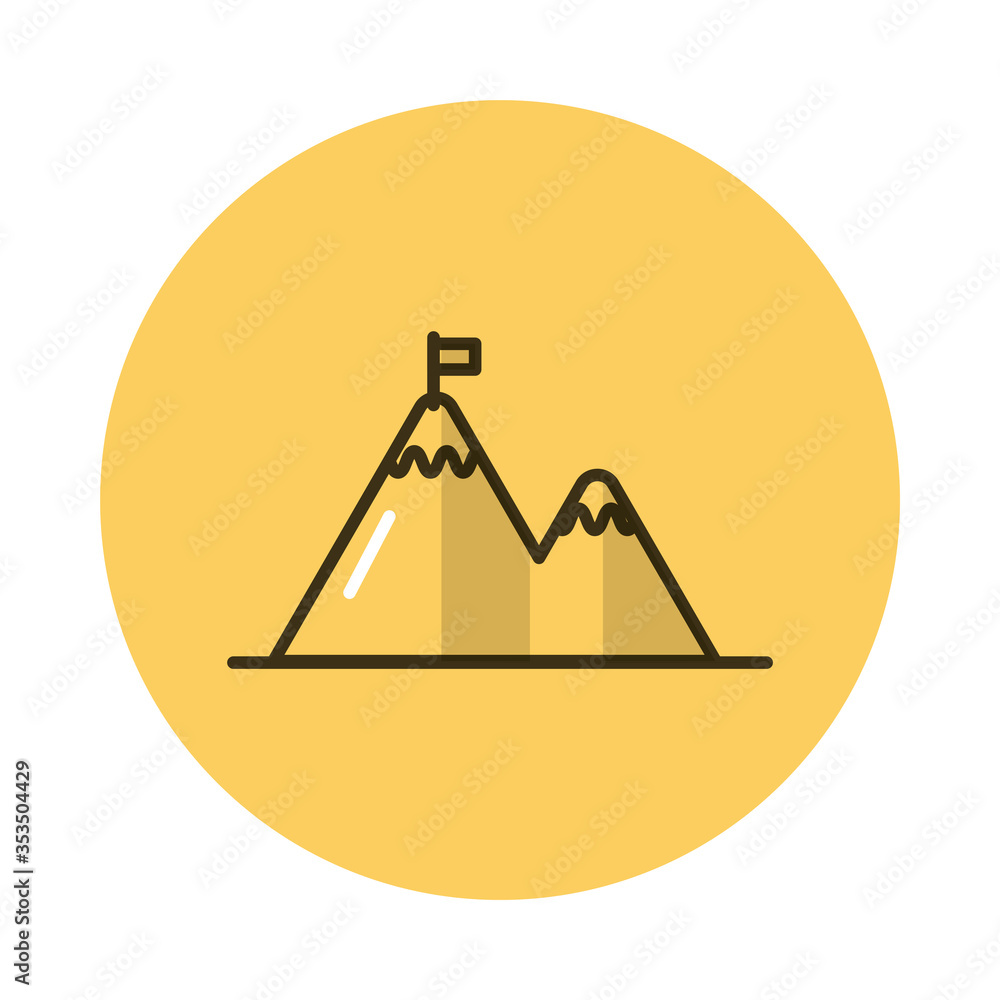 Poster mountains with flag block style icon