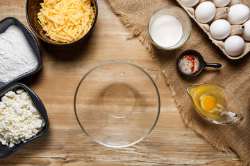 preparing all the ingredients. Step by step recipe of lazy khachapuri pie. step one