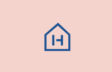 Fototapeta na wymiar blue pink H alphabet letter logo icon for company and business with house design