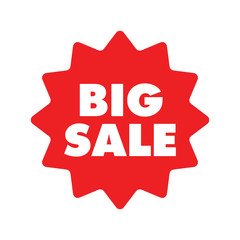 Big sale red label. Sticker for shop product tags. Vector design element.