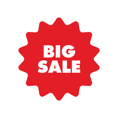 Big sale red label. Sticker for shop product tags. Vector design element.