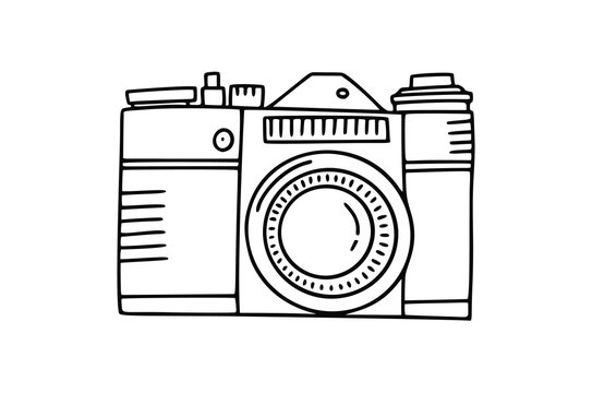 Photo camera doodle icon. Hand drawn vector icon photo concept on white background