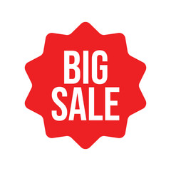 Big sale red label. Sticker for shop product tags. Vector design element.