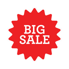 Big sale red label. Sticker for shop product tags. Vector design element.