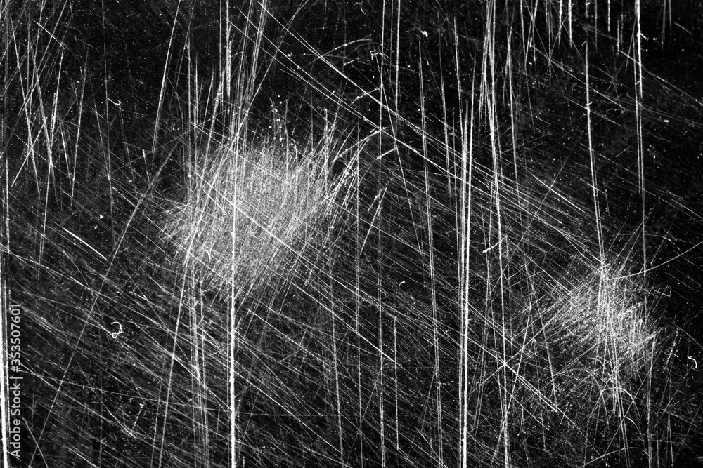 Poster white scratches with scuffs on a black background. template for design