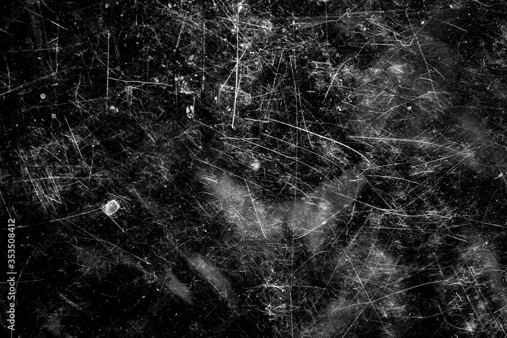 Poster white scratches with scuffs on a black background. template for design
