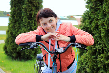 woman on bicycle on vacation