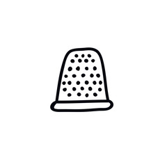 thimble for sewing doodle icon, vector illustration