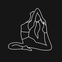yoga girl doodle icon, vector illustration