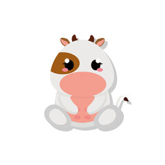 Isolated cute baby cow