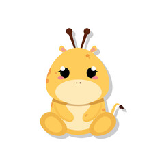 Isolated cute baby giraffe