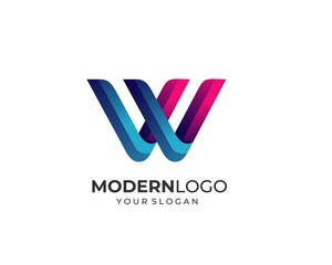 Modern Letter W VV Logo Design Template