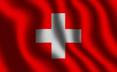 Image of the waving flag Switzerland (3D rendering)