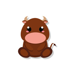Isolated cute baby bull