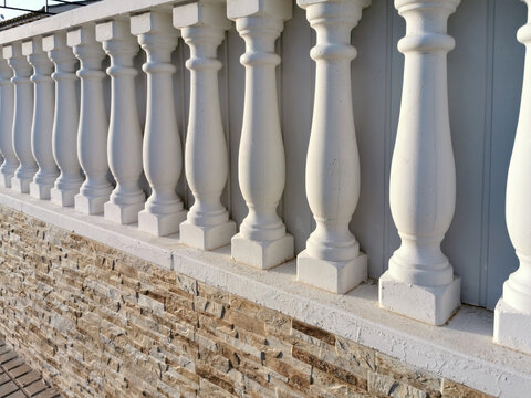 ballustrade row with steps on a white background