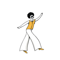 Obraz premium Hand drawn illustration with young fashionable African American woman.