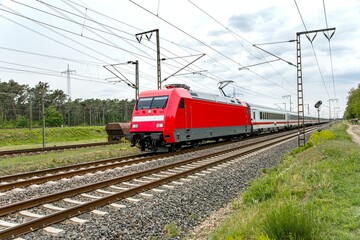 Fototapeta na wymiar High-speed electric railway train . Modern high speed train