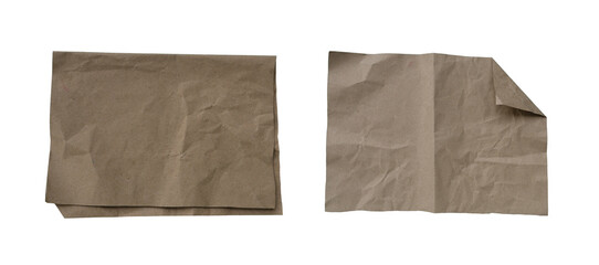Collection of Recycled paper,crumpled paper,unfolded piece paper on white background