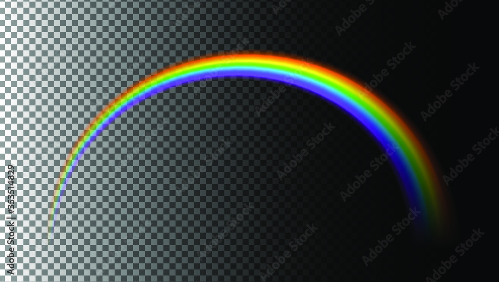 Poster rainbow on transparent background. vector realistic illustration of arch in spectum colors.
