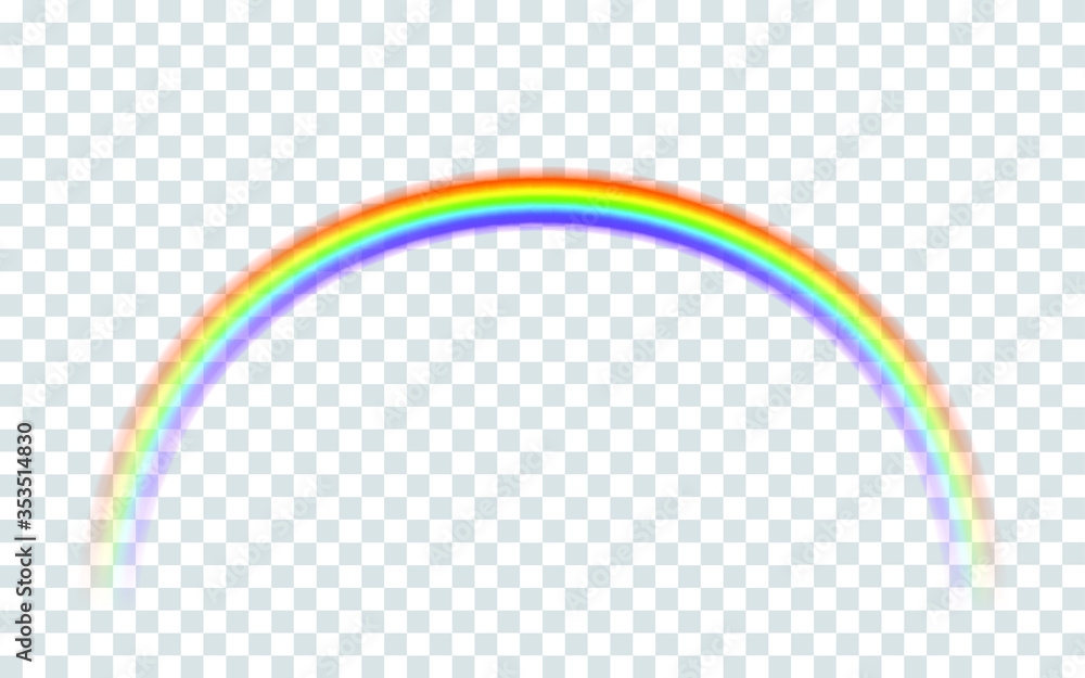 Poster rainbow on transparent background. vector realistic illustration of arch in spectum colors.