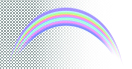 Rainbow on transparent background. Vector illustration of multicolored beam.