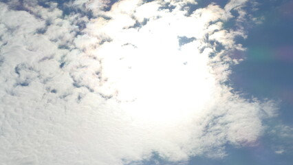bright sun behind clouds in the sky