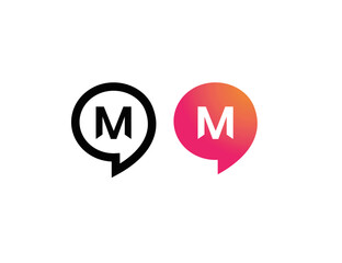 Letter M Chat Talk Logo Design Template Vector 