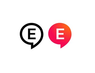 Letter E Chat Talk Logo Design Template Vector 
