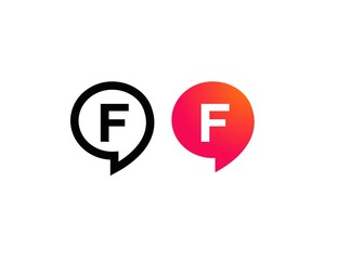 Letter F Chat Talk Logo Design Template Vector 