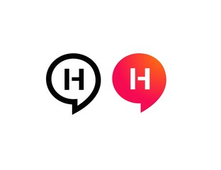 Letter H Chat Talk Logo Design Template Vector 