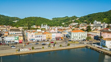 Fototapeta na wymiar Laguna - SC. Aerial view of the historic center of Laguna - Santa Catarina - Brazil