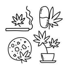 marijuana doodle icon, vector illustration