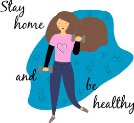 Vector illustration that encourages to stay at home and be healthy