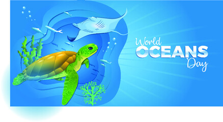 WORLD OCEAN DAY VECTOR ILLUSTRATION