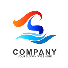 Obraz premium letter s logo with wave design template