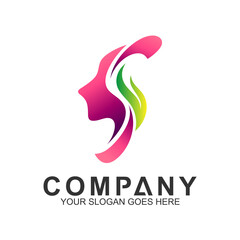 letter s logo with woman head shape