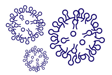 Vector line art illustration set of corona virus(COVID-19).