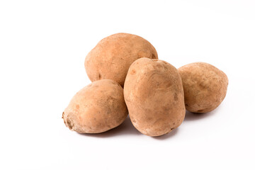 group of potatoes in a white background
