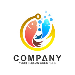 fish logo design template,fishing vector logo