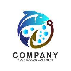 fish logo design template,fishing vector logo