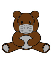 Sitzender Teddy Bär Schutzmaske kleiner süßer niedlicher kuscheltier kopf Atemmaske 