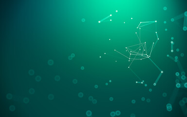 Abstract background. Molecules technology with polygonal shapes, connecting dots and lines. Connection structure. Big data visualization.