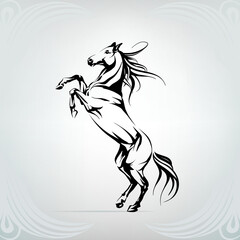 Silhouette of a horse on racks