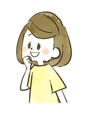 笑顔の女性-水彩