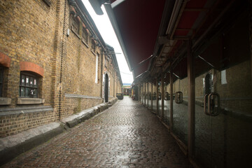 Fototapeta na wymiar Deserted alley in Camden Market