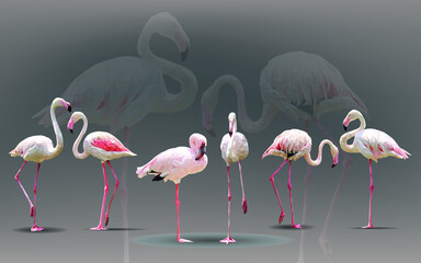 Flamingo in geometrical style