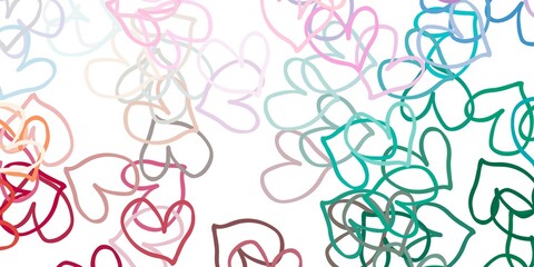 Light Green, Red vector backdrop with sweet hearts.