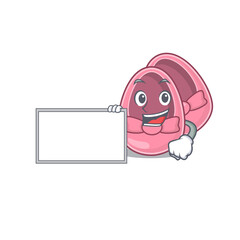Cartoon character design of baby girl shoes holding a board